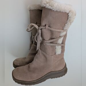 Suede Eskimo Lace Up Winter Boots Womens 7.5 Pull On Nordic Moccasin Tribal Boho